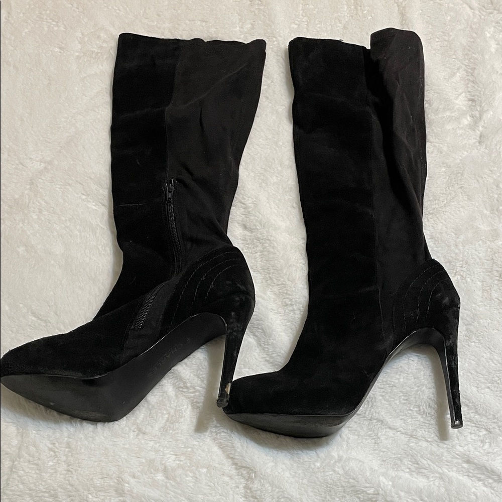 Charles David Black Heeled Boots